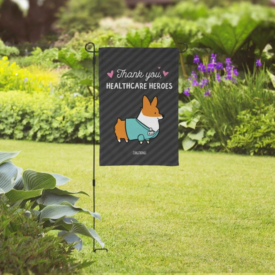 "Healthcare Heroes" Corgi Garden Flag