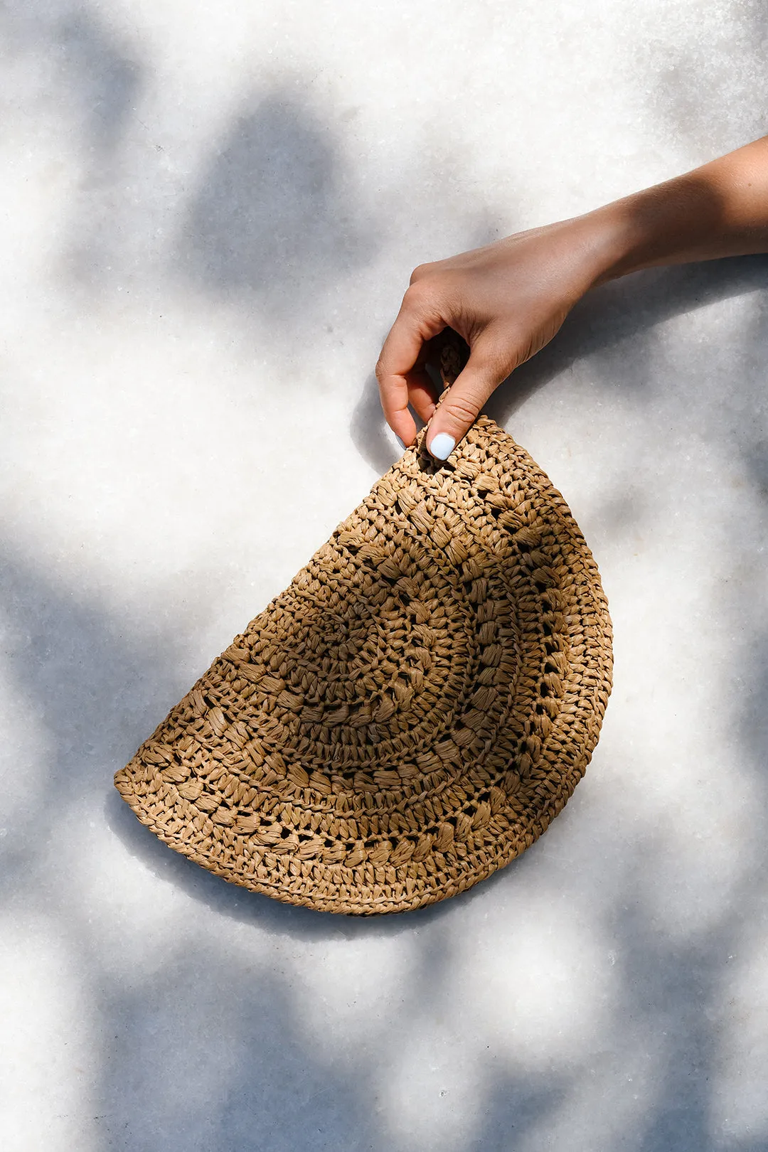 Raffia Moon Clutch