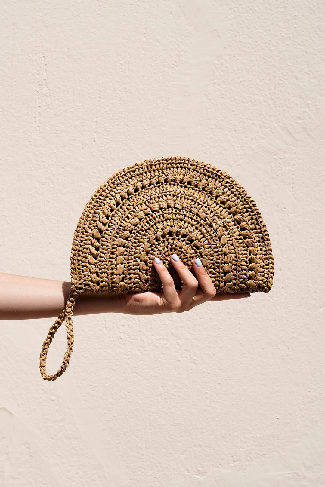 Raffia Moon Clutch