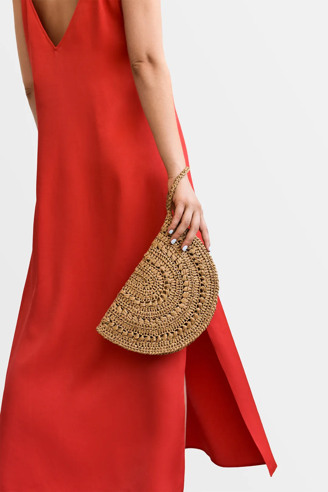 Raffia Moon Clutch