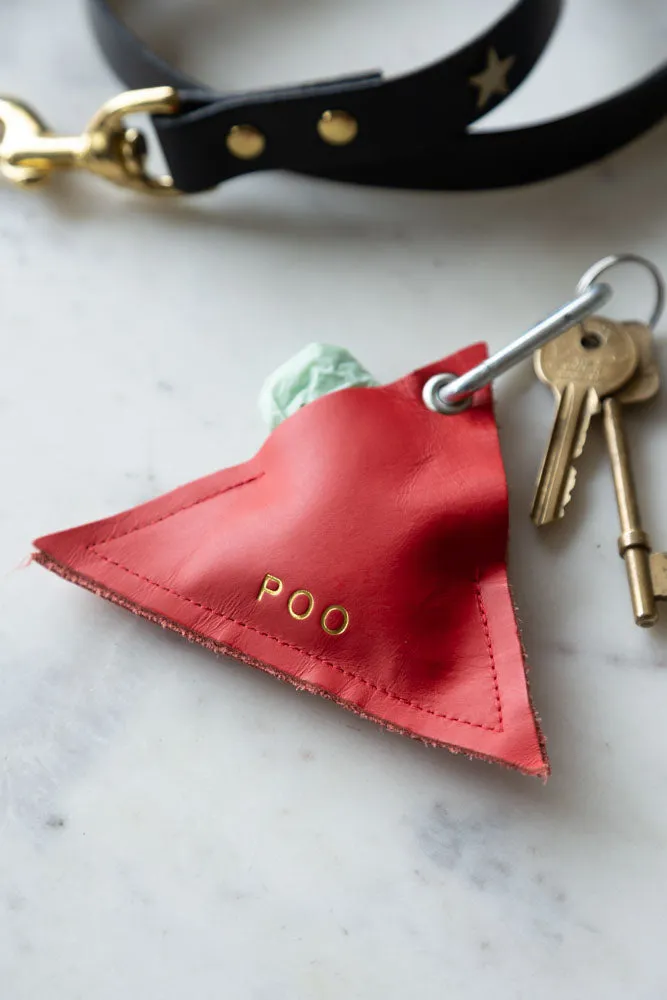 Red Triangle Dog Poo Bag Pouch