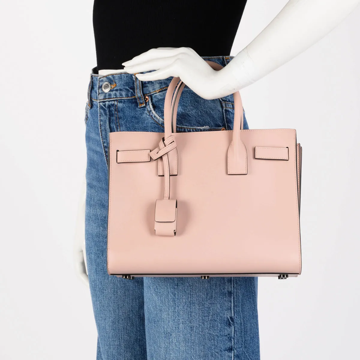 Saint Laurent Pink Smooth Calfskin Baby Sac de Jour Bag