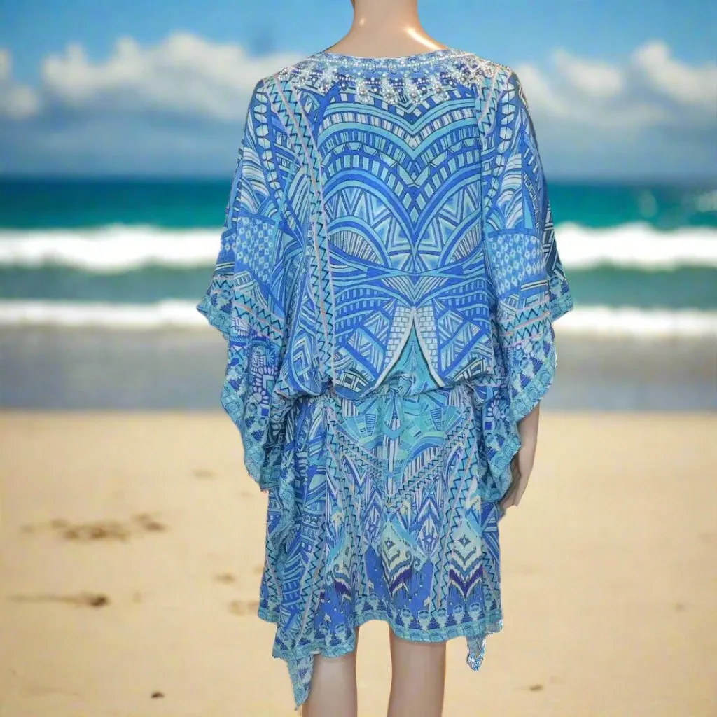 Short Silk Embellished Kaftan Geo