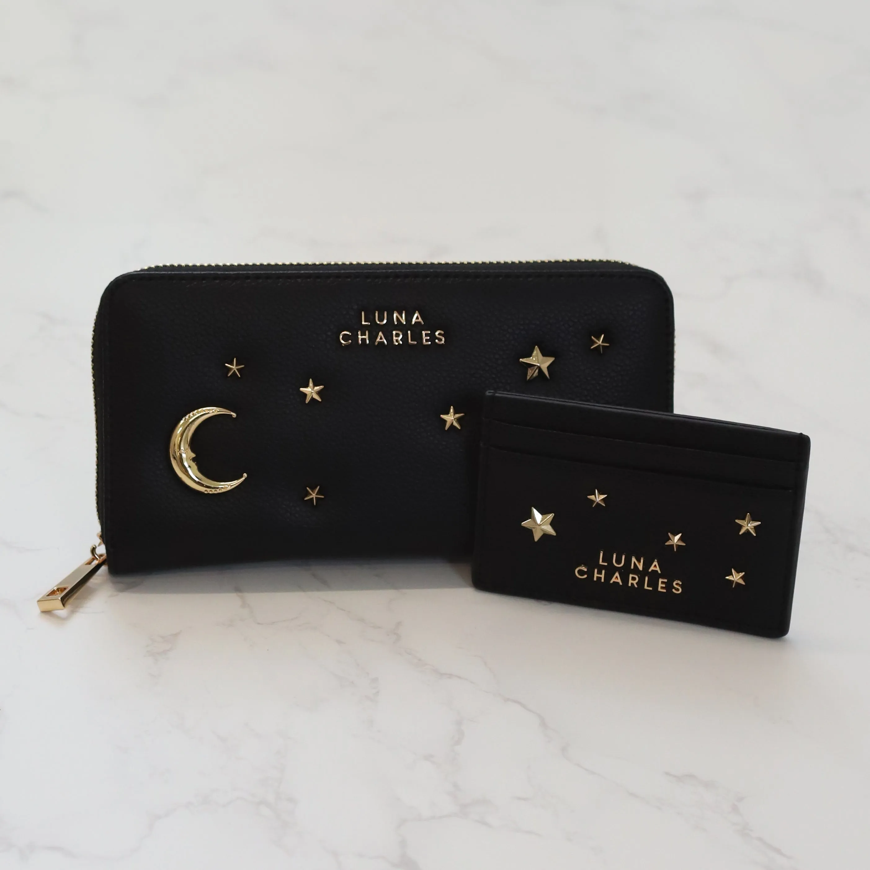 Skye Star Studded Purse - Black & Gold