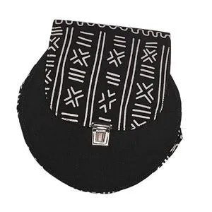 Small Black Bag with Black and White African Print