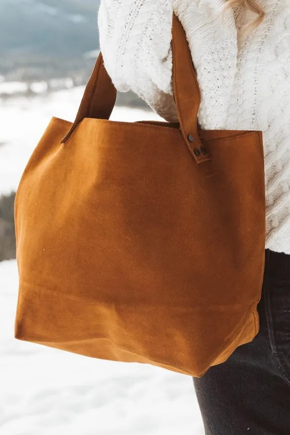 SUEDE LEATHER BROWN TOTE