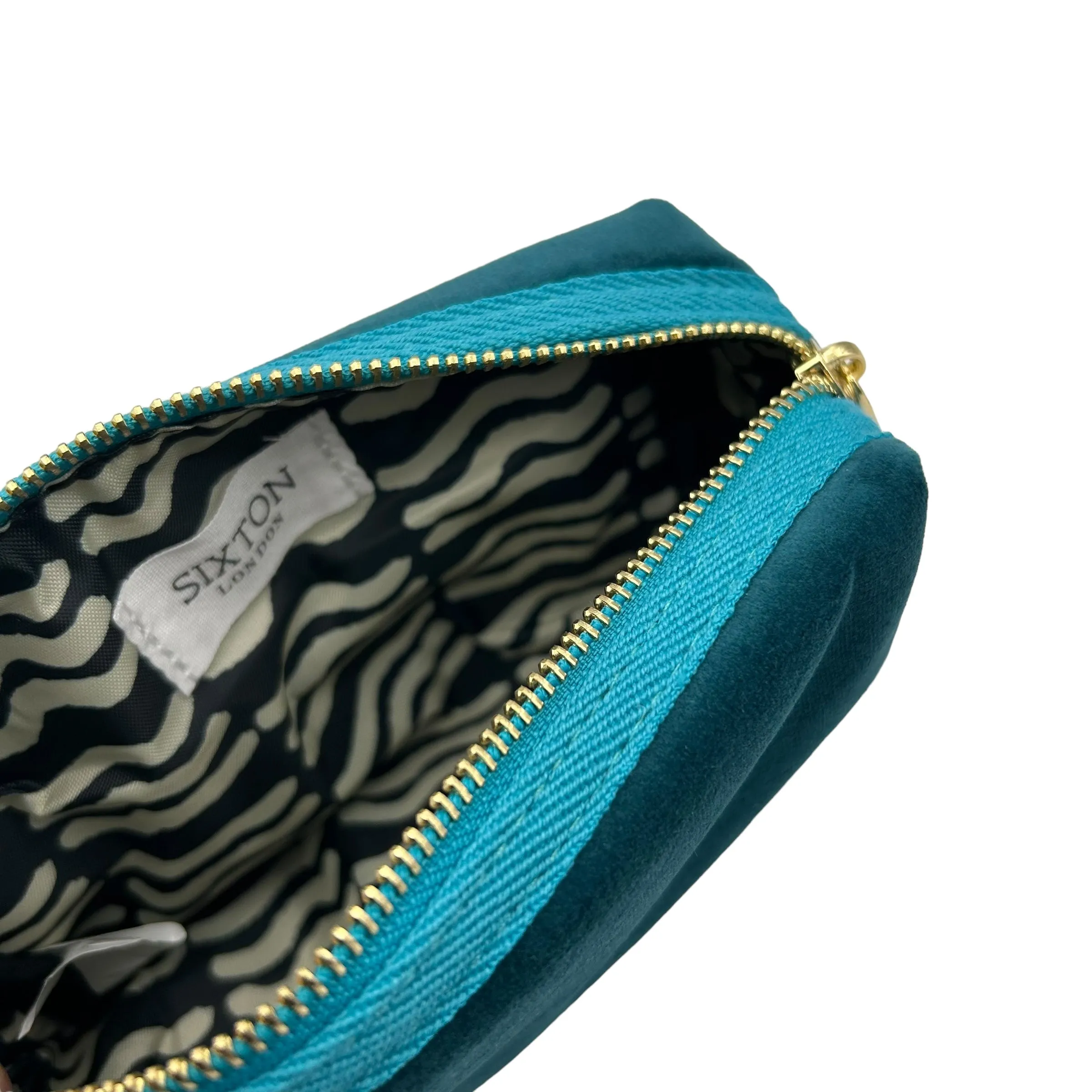 Teal small make-up bag & double lashes - recycled velvet