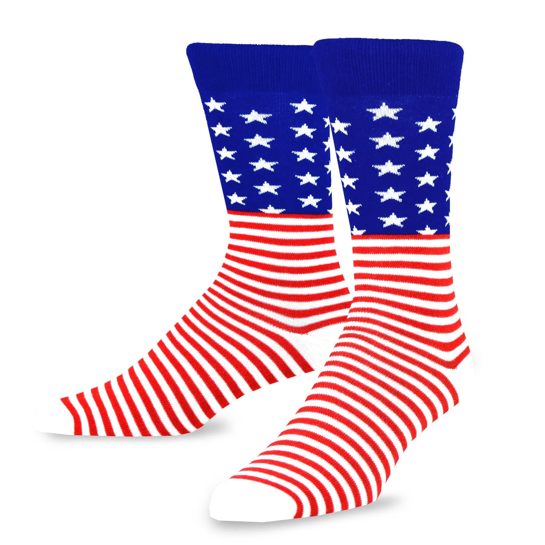 TeeHee Socks Men's 4th of July Cotton Crew Stars and Stripes 3-Pack (50301)