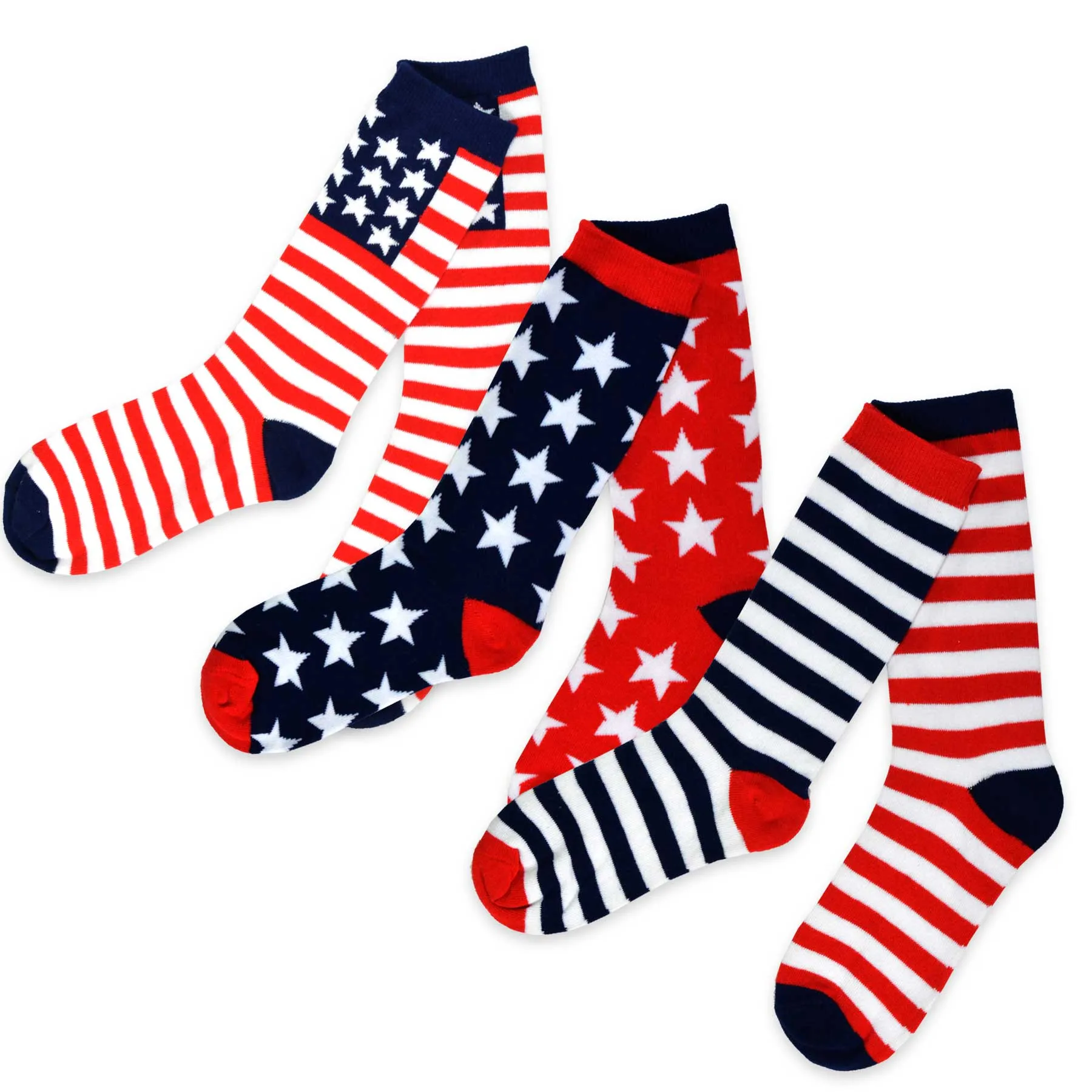 TeeHee Socks Women's 4th of July Cotton Crew America 3-Pack (11979)