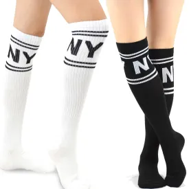 TeeHee Socks Women's Casual Cotton Knee High NY Stripe 2-Pack (11074)