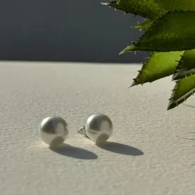 TFC Cute White Pearl Silver Plated Stud Earrings