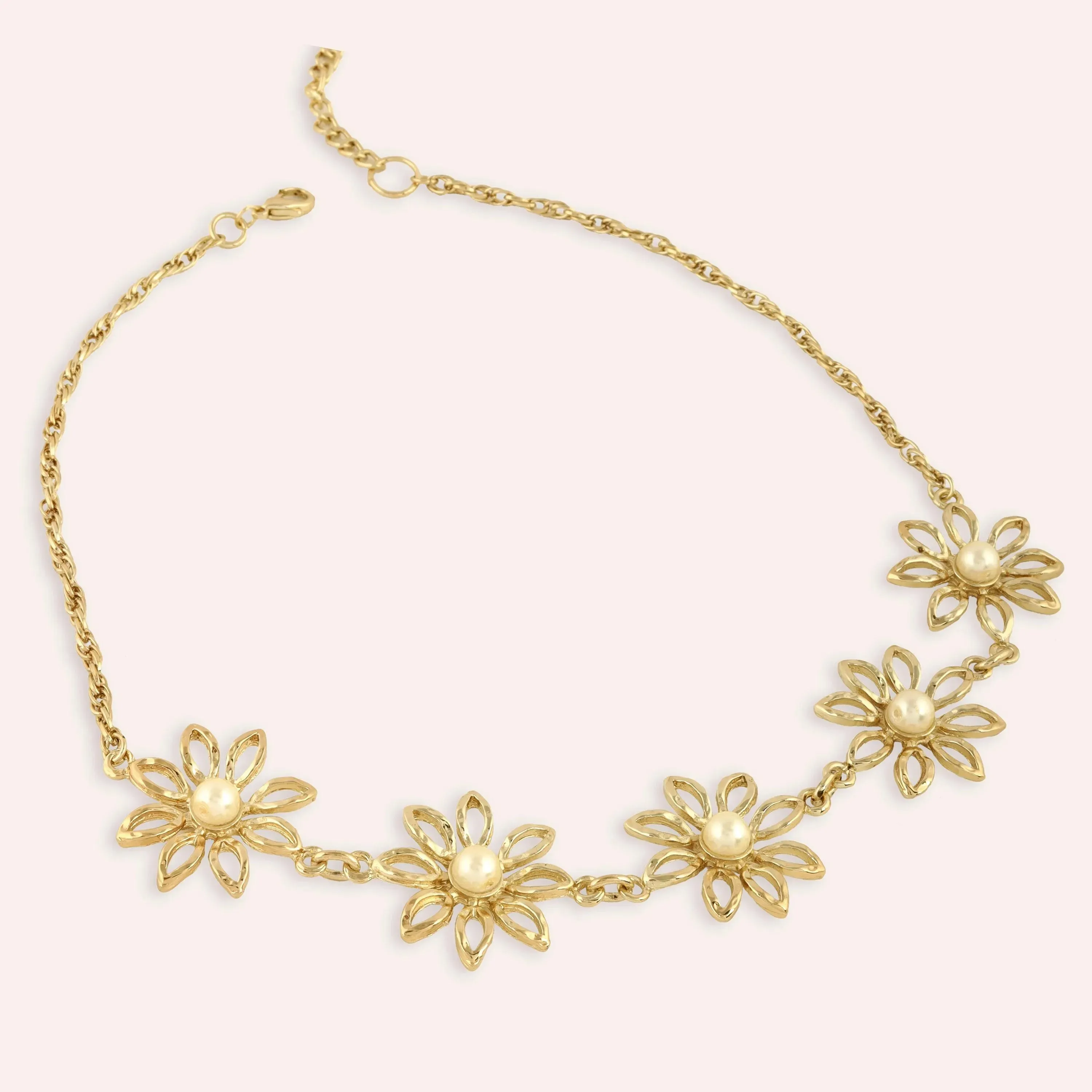 TFC Daisy Gold Plated Pearl Choker Necklace