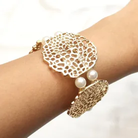 TFC Jaali Pearl Gold Plated Adjustable Bracelet