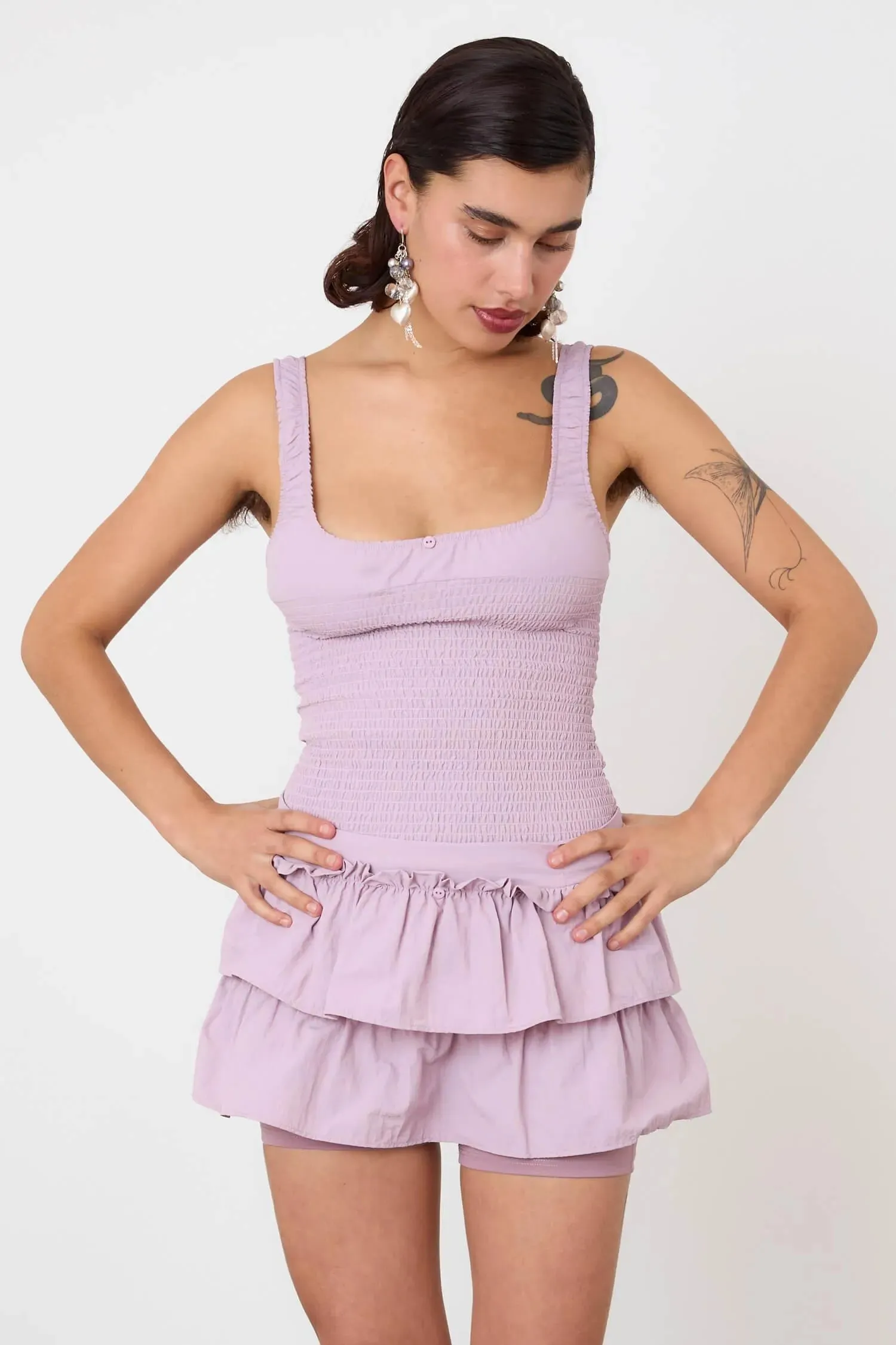 The Deba Ruffle Skort, Rose