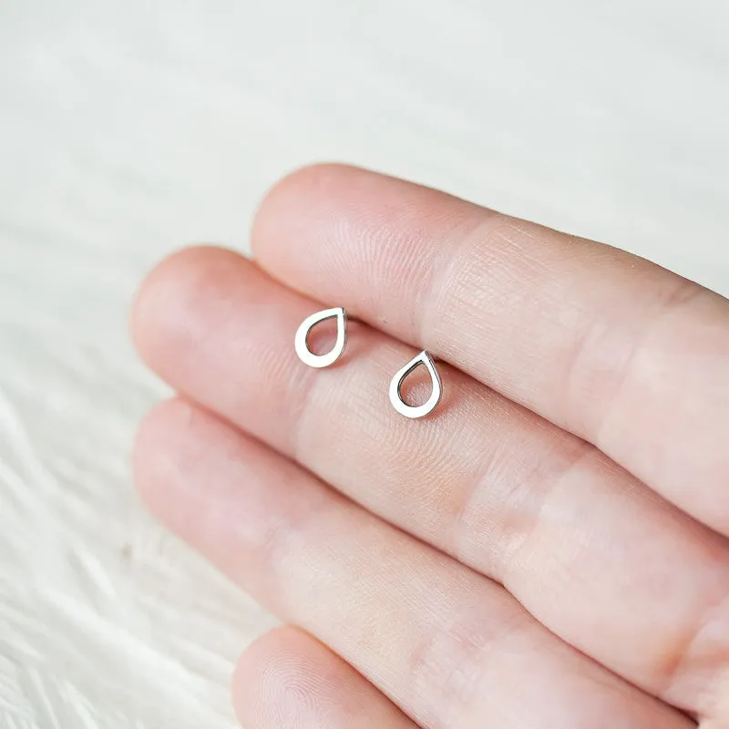 Tiny Teardrop Stud Earrings, mini simple raindrop