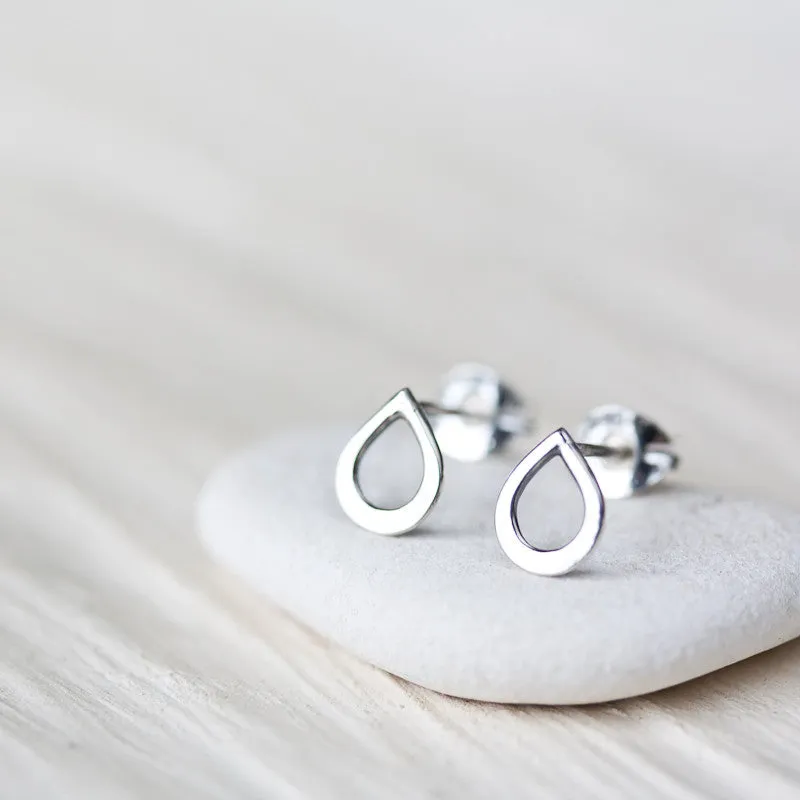 Tiny Teardrop Stud Earrings, mini simple raindrop