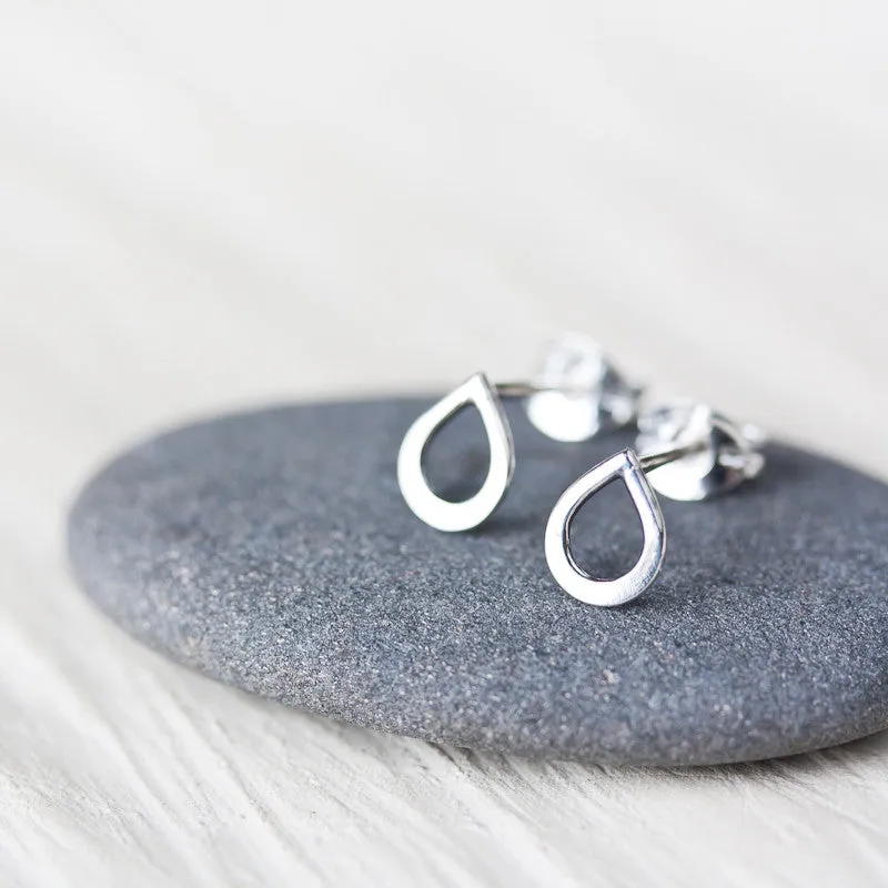 Tiny Teardrop Stud Earrings, mini simple raindrop