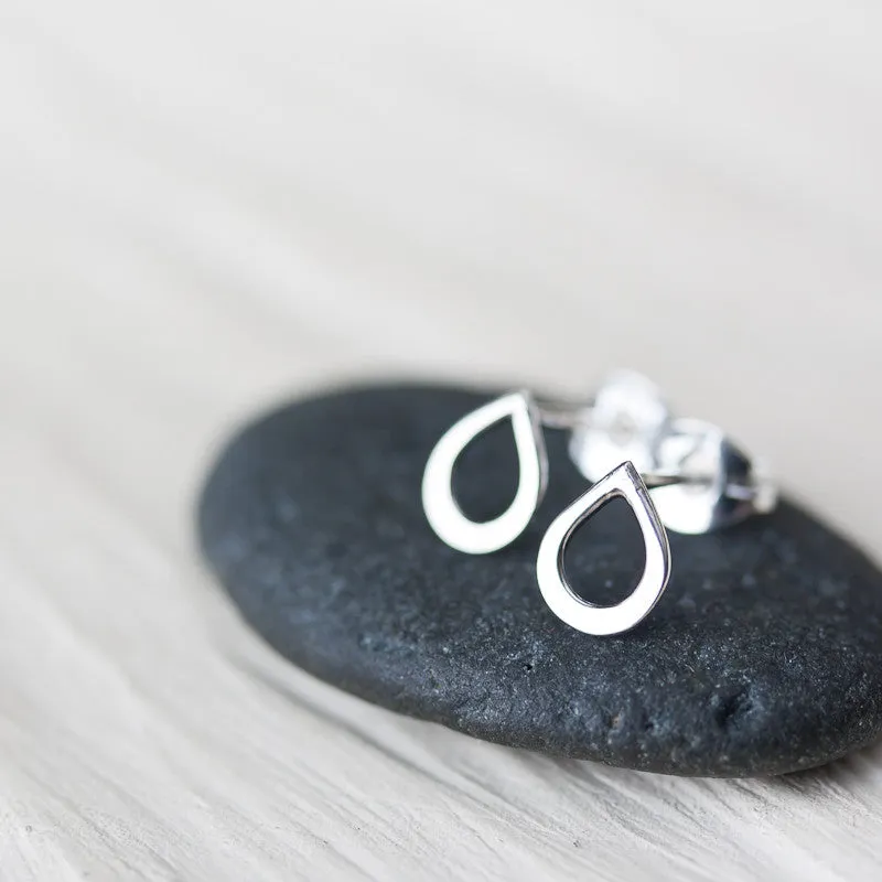 Tiny Teardrop Stud Earrings, mini simple raindrop