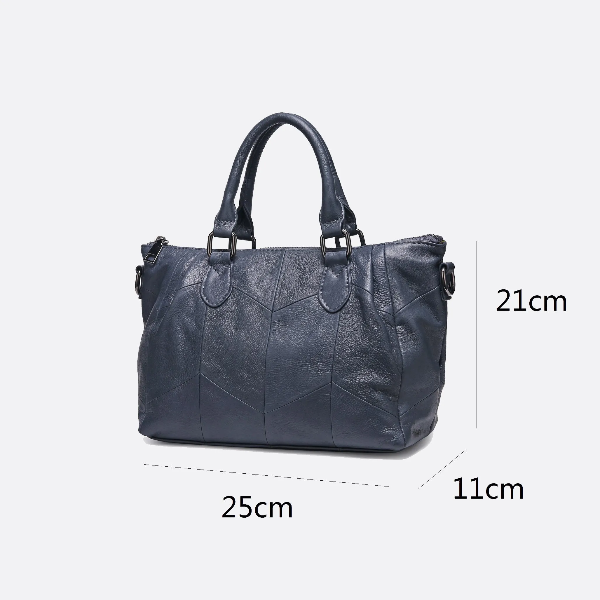 Women's genuine cowhide leather handbag Ellipse design