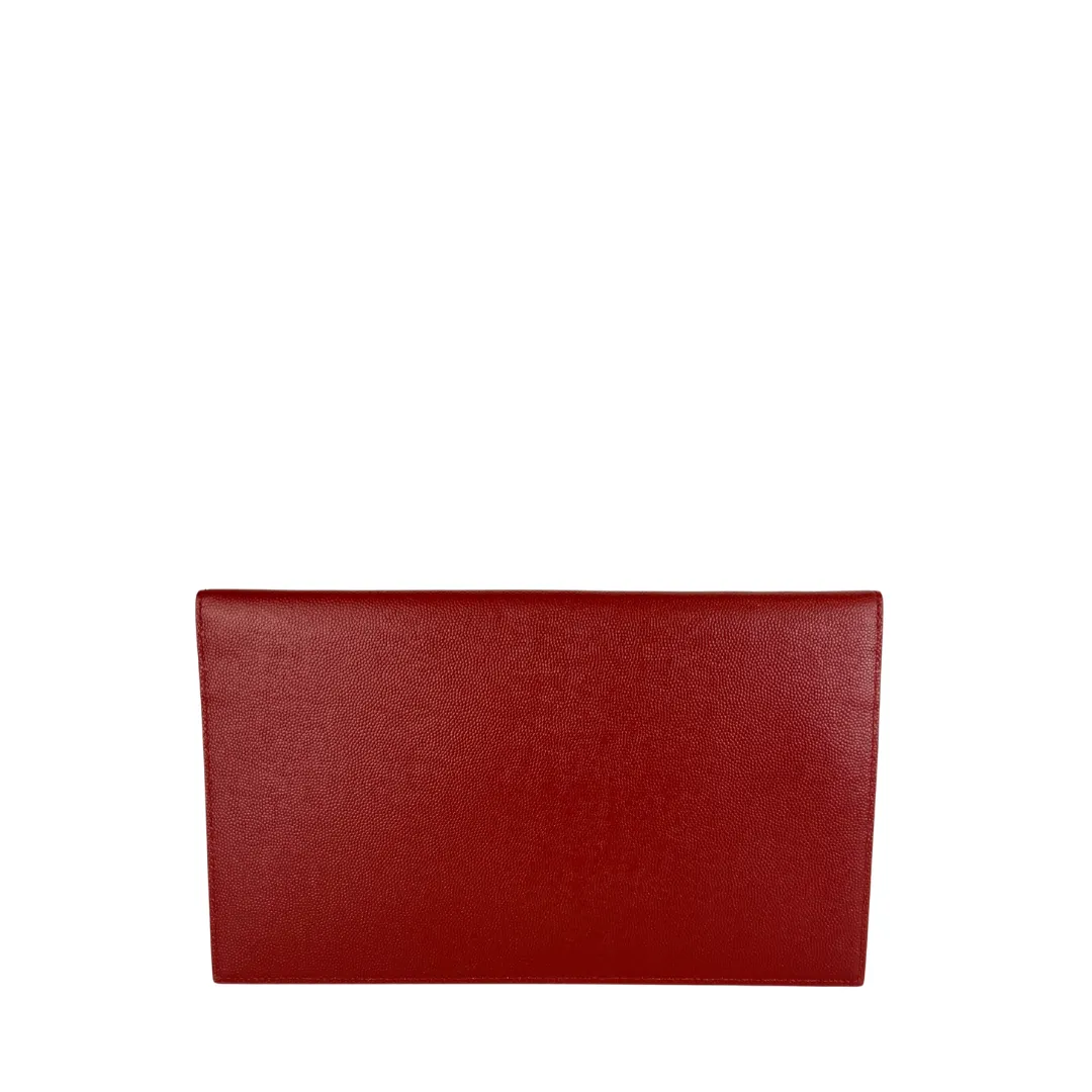 YSL Rouge Opium Uptown Clutch - Elegant Designer Evening Bag with Chic Style