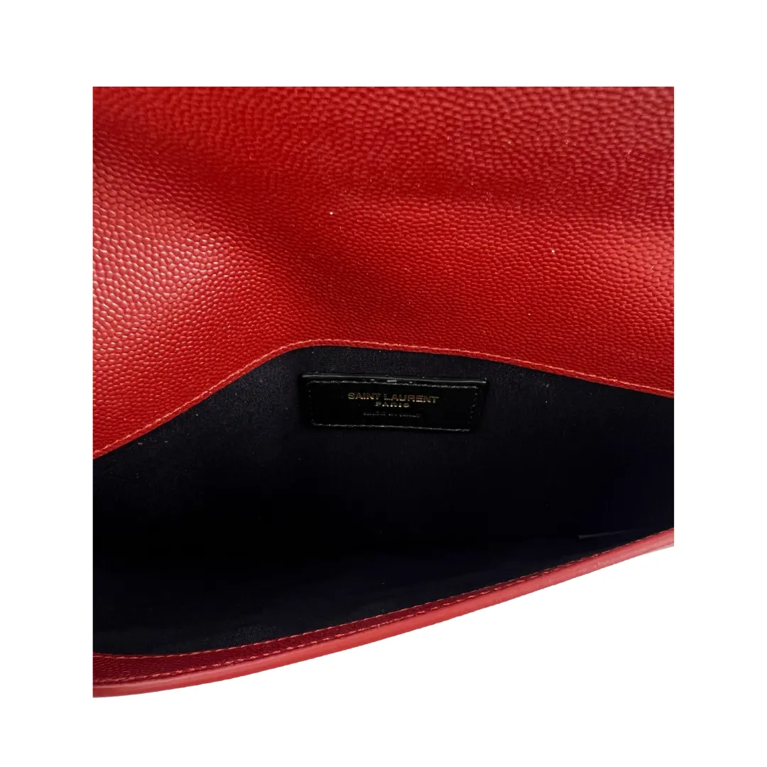 YSL Rouge Opium Uptown Clutch - Elegant Designer Evening Bag with Chic Style